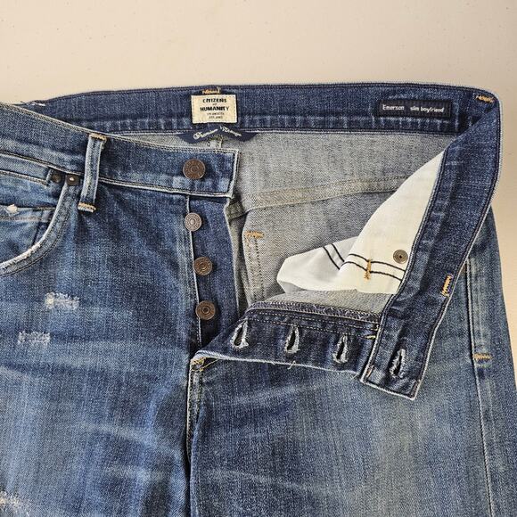 Citizens of Humanity Emerson Slim Boyfriend Jeans Size 26 Straight Distressed - Picture 5 of 11